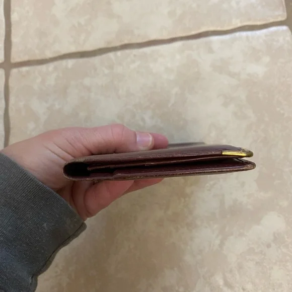 Vintage Cartier Check Organizer Bi-Fold Wallet, Burgundy Leather - Picture 7 of 14